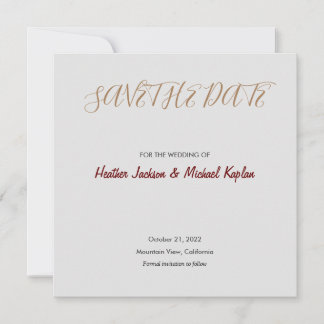 Save The Date Enregistrer la date Mariage Gris Classique Profess