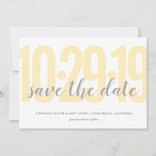 Save The Date Enregistrer la date, mariage, jaune (Devant)