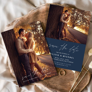 Save The Date Enregistrer la date Mariage manuscrit bleu marine