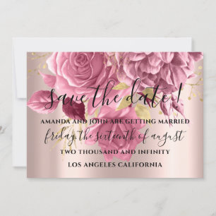 Save The Date Enregistrer la date Mariage mariée Pink Gold Rose