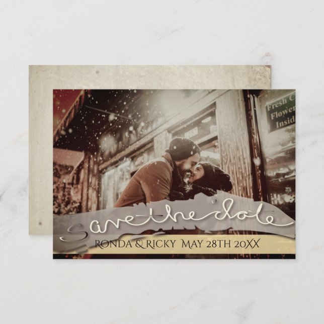 Save The Date "Enregistrer la date" Mariage photo personnalisé D (Devant / Derrière)