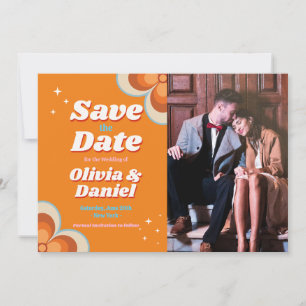 Save The Date Enregistrer la date Mariage Retro Vintage 1970 Pho