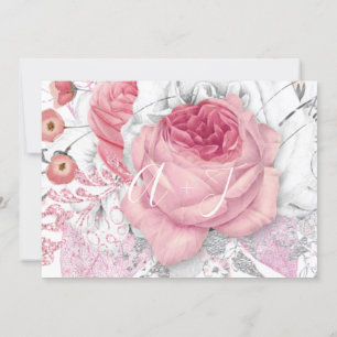 Save The Date Enregistrer la date Mariage Rose de mariée Monogra