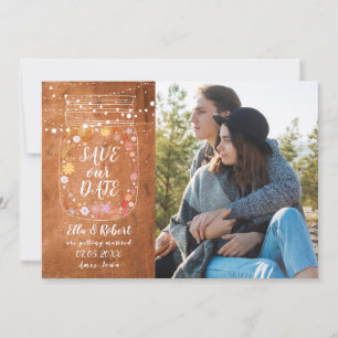 Save The Date Enregistrer la date Mason Jar String Lights Rustic
