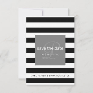 Save The Date Enregistrer la date Moderne Monogramme Noir Blancs