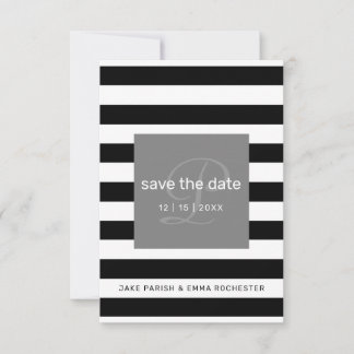Save The Date Enregistrer la date Moderne Monogramme Noir Blancs
