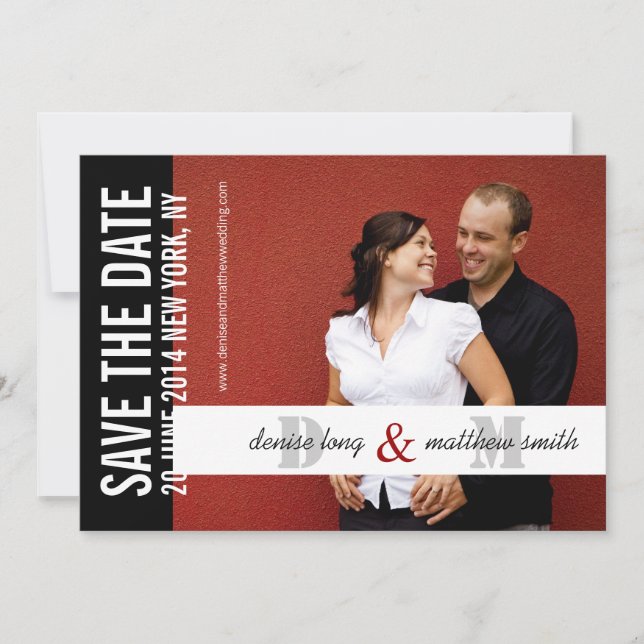 Save The Date Enregistrer la date Monograms Photo Website (Devant)