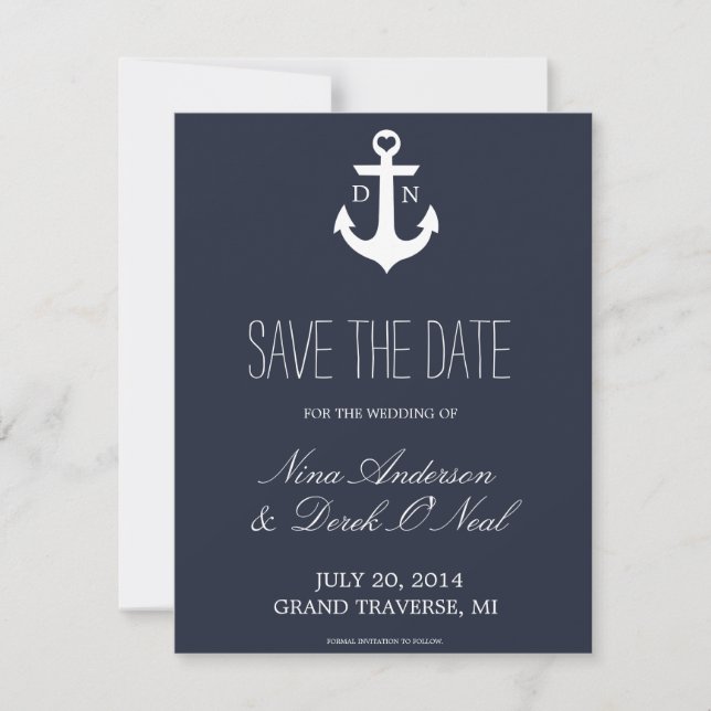 Save The Date Enregistrer La Date Nautique | MARIAGE (Devant)