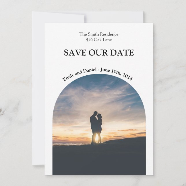 Save The Date enregistrer la date noir et blanc élégant unique (Devant)