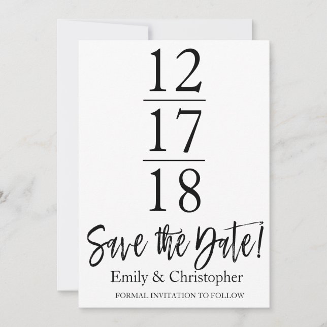 Save The Date Enregistrer la date noir et blanc Script moderne (Devant)