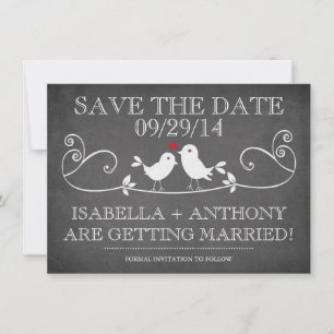 Save The Date ENREGISTRER LA DATE Oiseaux d'amour sur un tableau