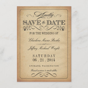Save The Date Enregistrer la date - Parchemin rustique Vintage