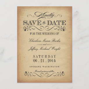 Save The Date Enregistrer la date - Parchemin Vintage élégant