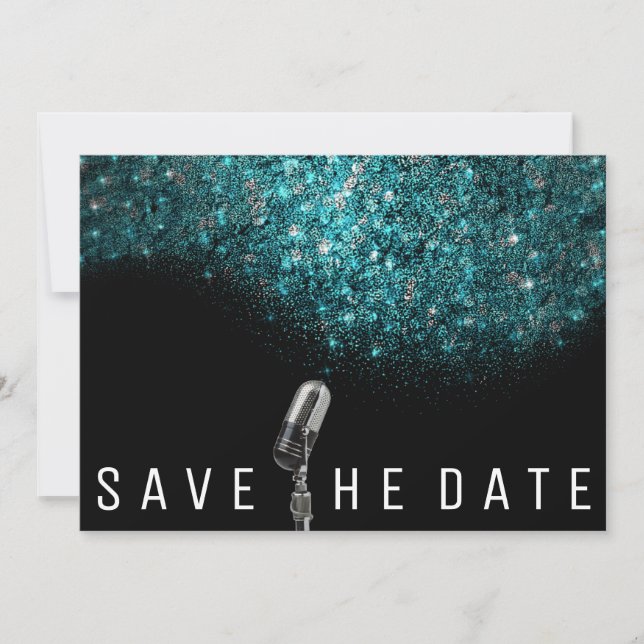 Save The Date Enregistrer la date Parties scintillant Bleu Océan (Devant)