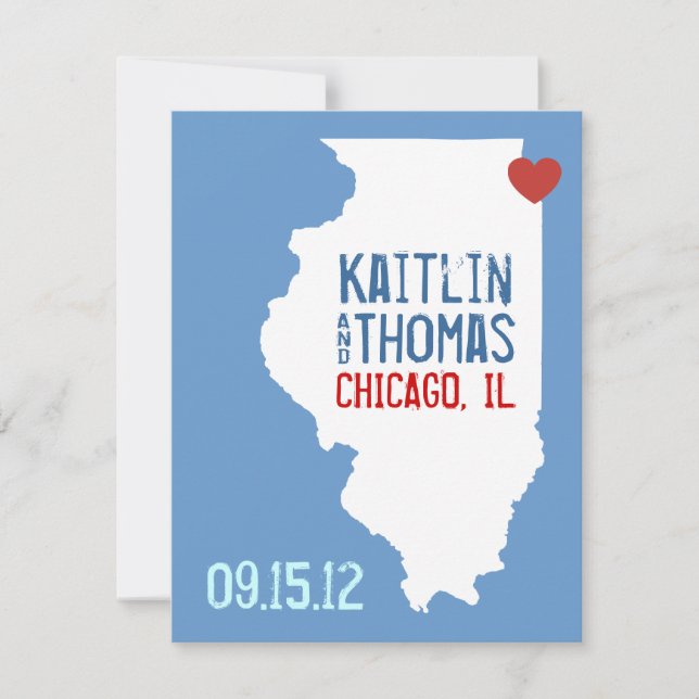 Save The Date Enregistrer la date - Personnalisable - Illinois (Devant)