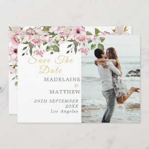 Save The Date Enregistrer La Date Photo Gold Floral Élégant Mari