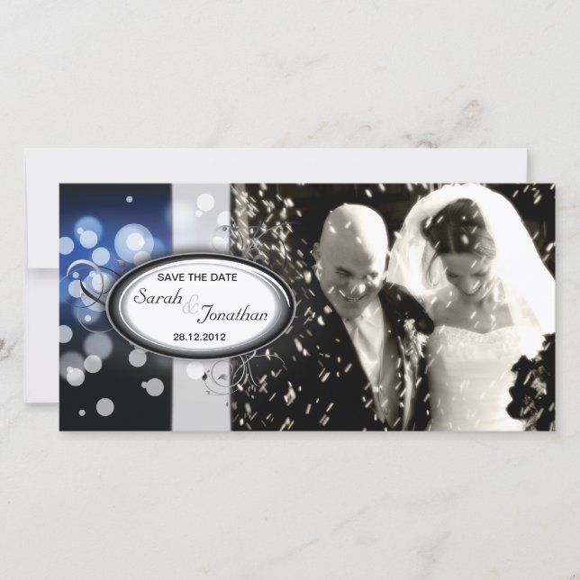 Save The Date Enregistrer la date Photo Mariage Card Blue Bright (Devant)