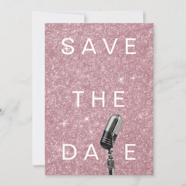 Save The Date Enregistrer la date Pink Blush Rose Parties scinti (Devant)