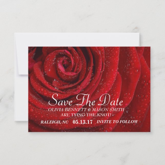 Save The Date Enregistrer la date - Rose rouge florale texturée (Devant)