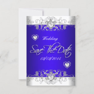 Save The Date Enregistrer la date Royal bleu Mariage Blanc Diamo
