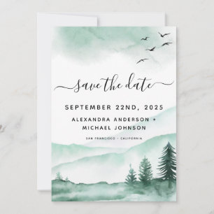 Save The Date Enregistrer la date Rustic Forest Watercolor Moder