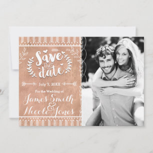 Save The Date Enregistrer la date Rustic Glam Rose Gold Photo