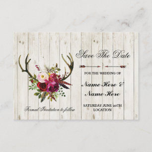 Save The Date Enregistrer La Date Rustique Antlers Stag Floral I