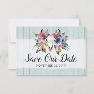 Save The Date Enregistrer La Date Rustique Floral Vache Crâne Bo