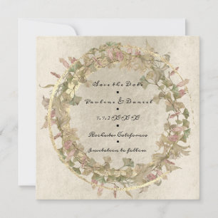 Save The Date Enregistrer La Date Shabb Cottage Or Floral Pink I