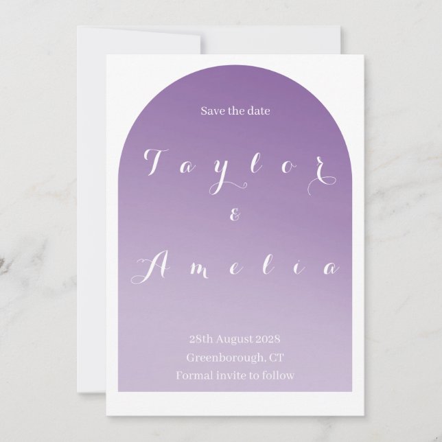 Save The Date Enregistrer la date Simple Boho Arch Purple Lilac (Devant)