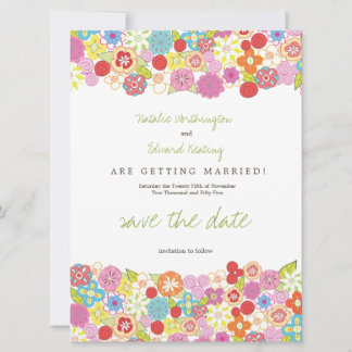 Save The Date Enregistrer la date Spring Summer Flowers Card