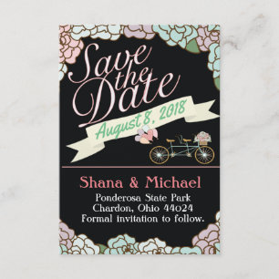 Save The Date Enregistrer la date Tandem Bicycle Floral ballons 