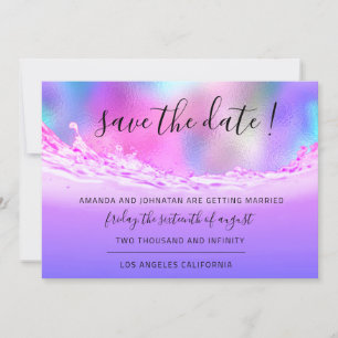 Save The Date Enregistrer La Date Tropical Ocean Pink Waves On B