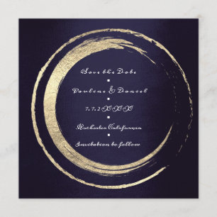 Save The Date Enregistrer La Date Wreath Blue Navy Golden Circle