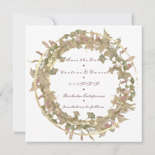 Save The Date Enregistrer La Date Wreath Cottage Or Blanc Vert V