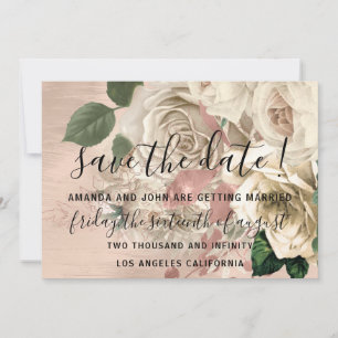 Save The Date Enregistrer La Date Wreath Rose Wreath Ivory