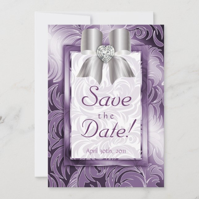 Save The Date Enregistrer la feuille de date Feuille Floral Purp (Devant)