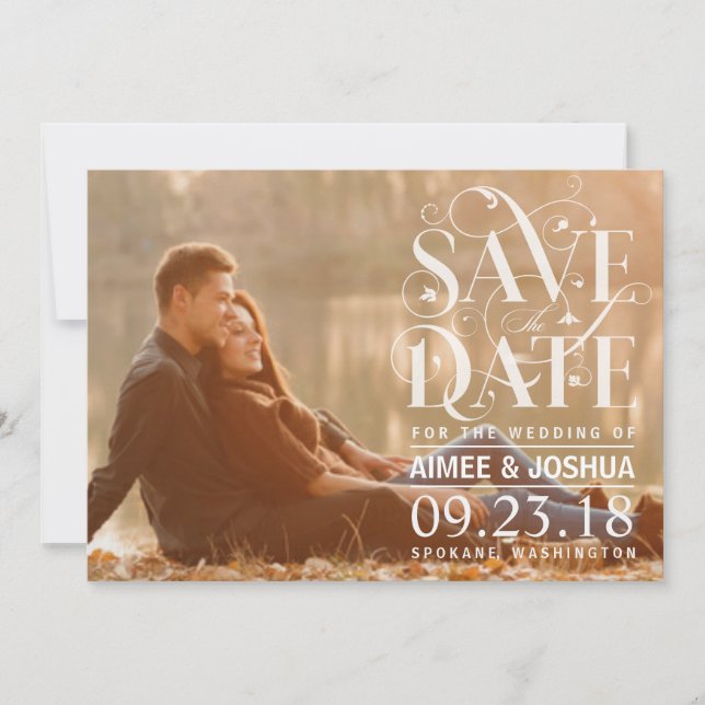 Save The Date Enregistrer la photo de date - Floral Flourish Typ (Devant)