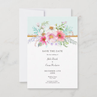 Save The Date Enregistrer le Bouquet Fleur sauvage Turquoise pâl