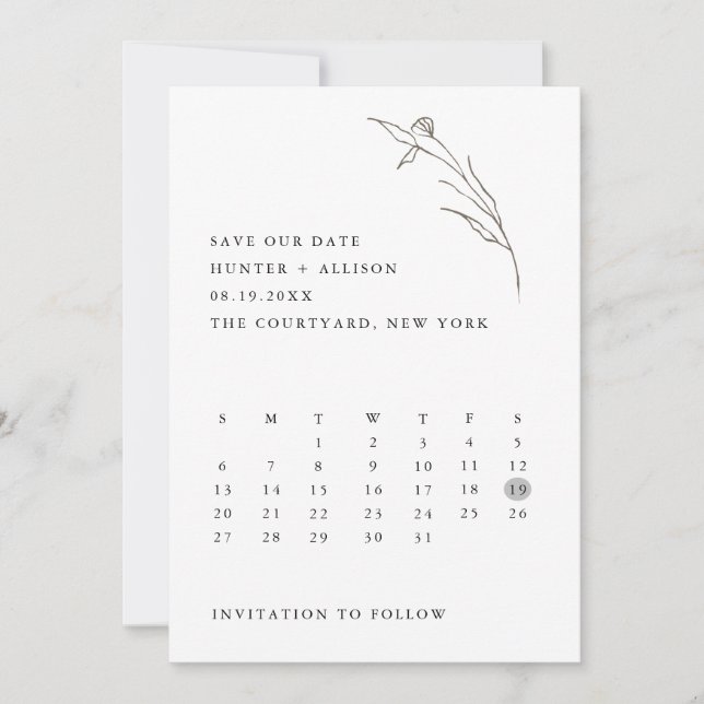 Save The Date Enregistrer Le Calendrier Date (Devant)
