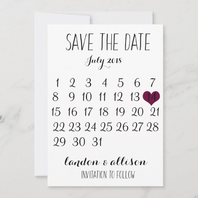 Save The Date Enregistrer Le Calendrier Date (Devant)