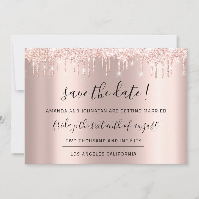Save The Date Enregistrer Le Mariage Date Rose Gold Parties scin (Devant)