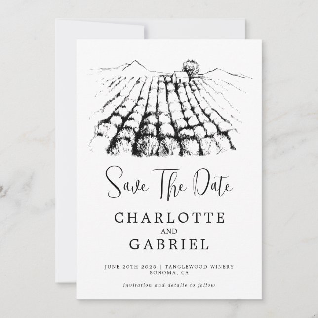 Save The Date Enregistrer le Mariage Date Winery (Devant)