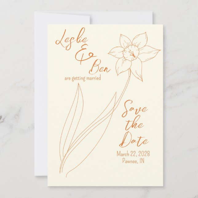 Save The Date Enregistrer le Mariage Dates Daffodil (Devant)