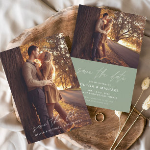 Save The Date Enregistrer le Mariage manuscrit vert Date Sage