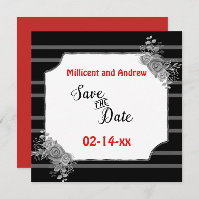 Save The Date Enregistrer le texte personnalisé Texte noir et bl (Devant / Derrière)