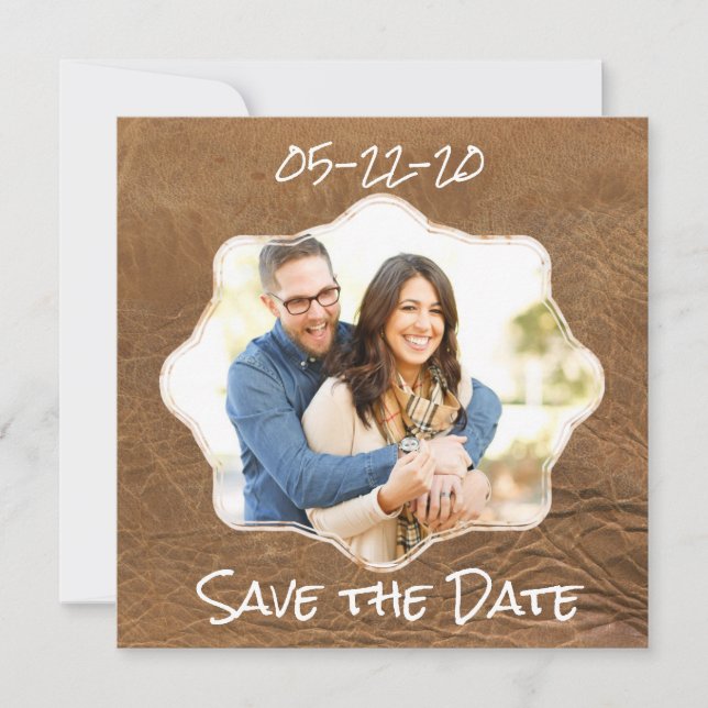 Save The Date Enregistrer le thème Date en cuir (Devant)