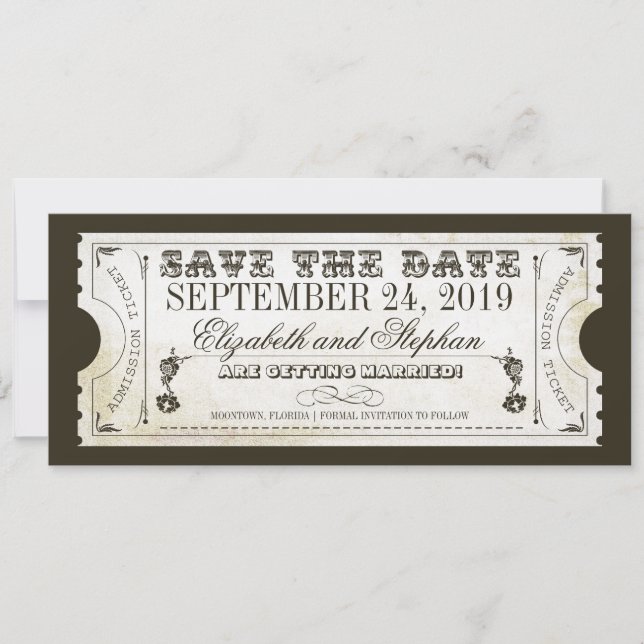 Save The Date enregistrer les billets d'entrée de date (Devant)