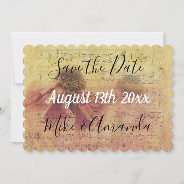 Save The Date Enregistrer les notes de musique de date et la mar (Devant)
