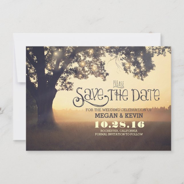 Save The Date Enregistrer l'invitation à la date avec l'arbre et (Devant)